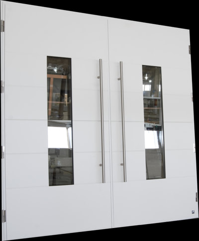 White, stainless steel windows and glazing 